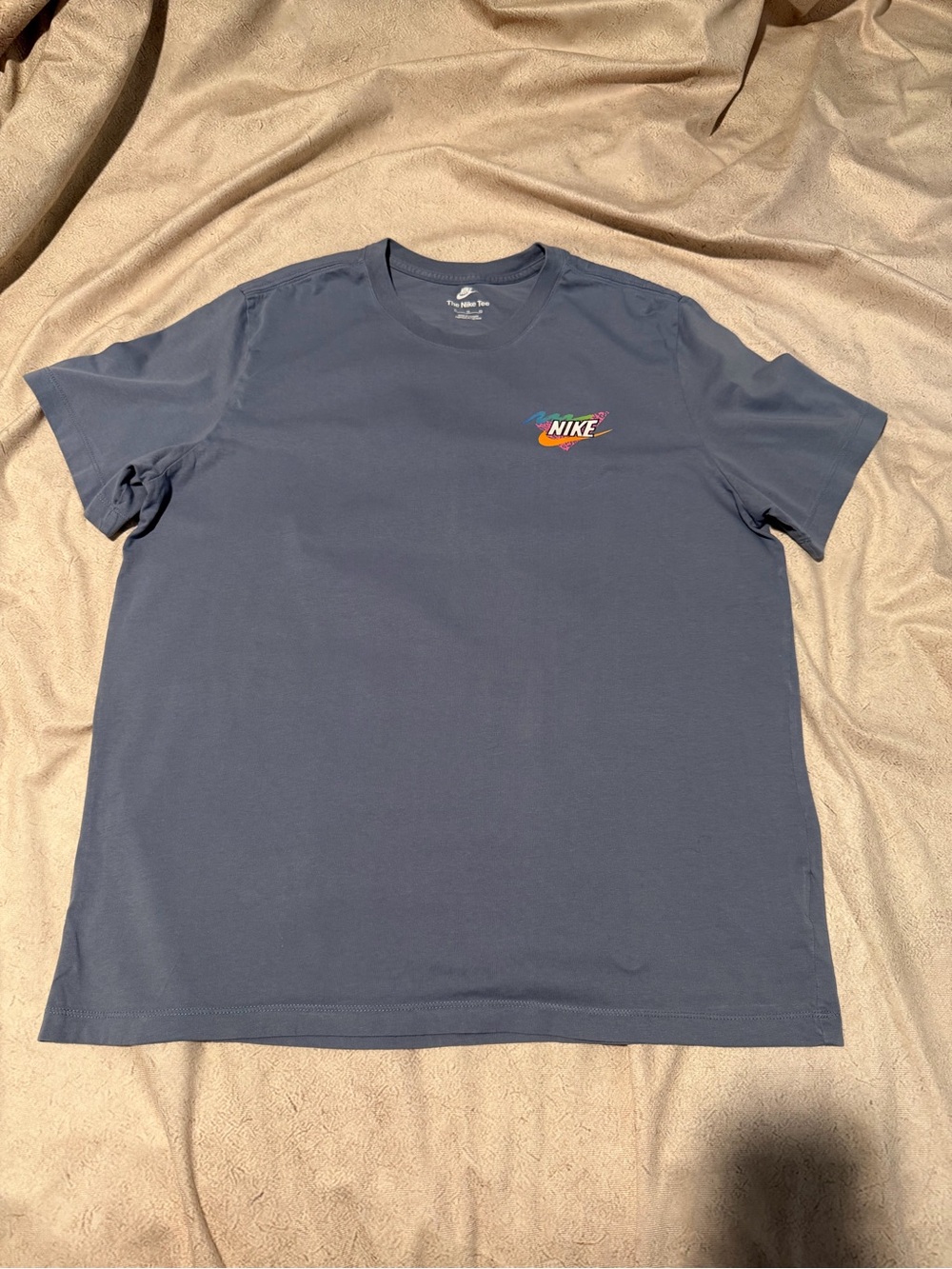 Nike Short-Sleeve Tee with Multicolor Logo — Navy